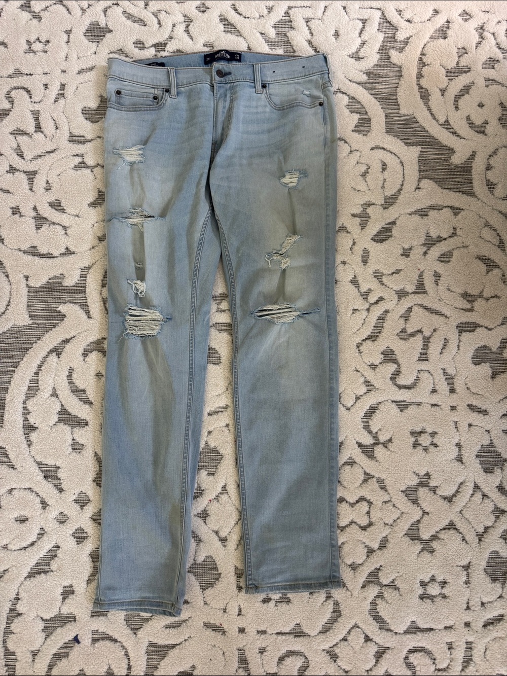 Light Blue Hollister Distressed Men’s Skinny Jeans